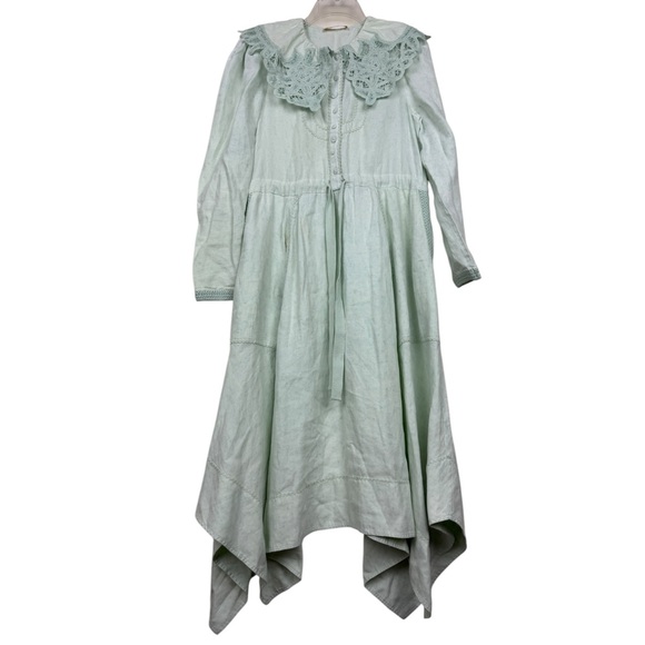Ulla Johnson 2022 Fiona Linen Collar Cottage Handkerchief Dress - Picture 4 of 11